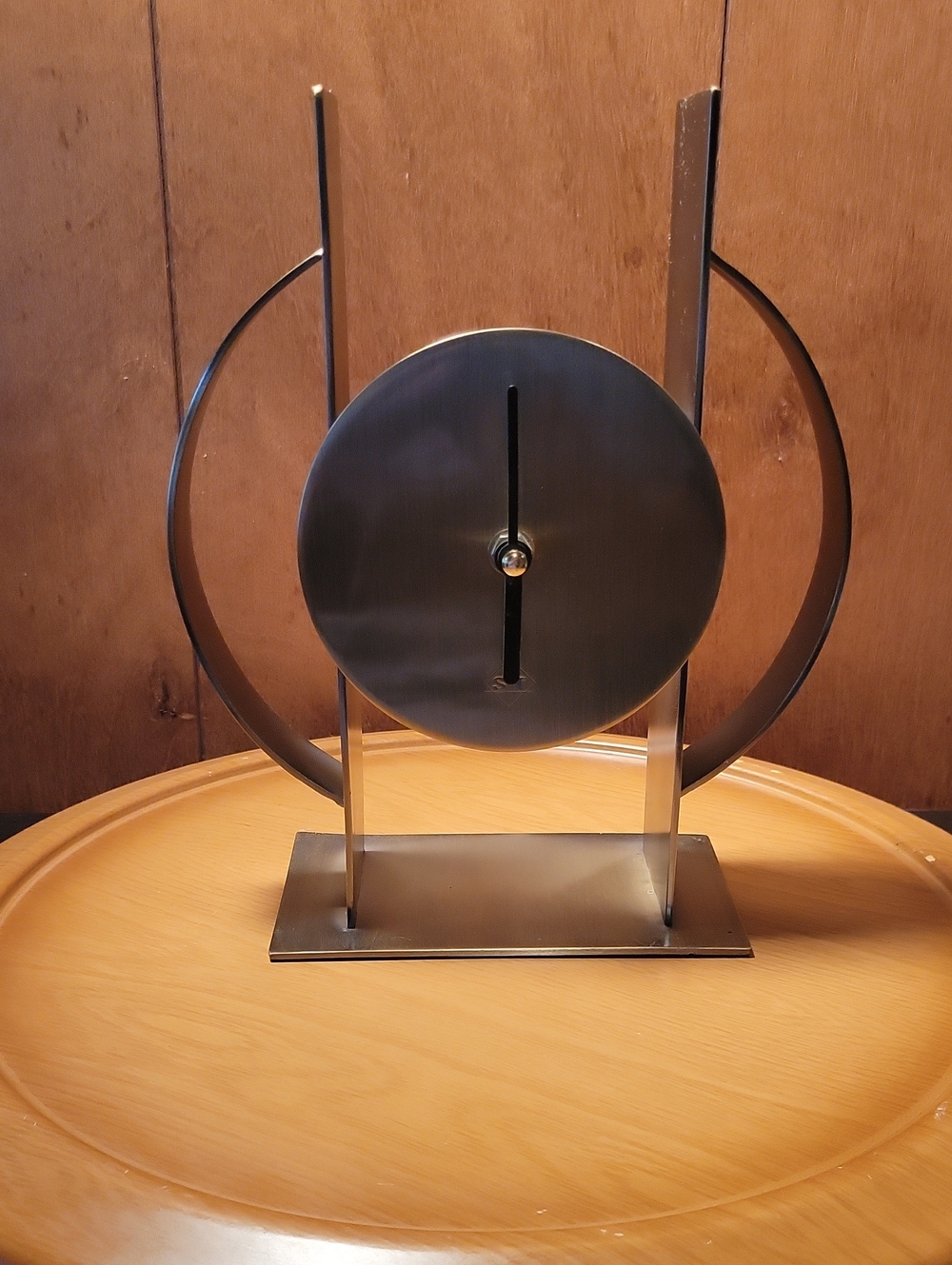 Vintage Seth Thomas Modern Bronze Metal Table Clock Sculpture - Home Wall Decor